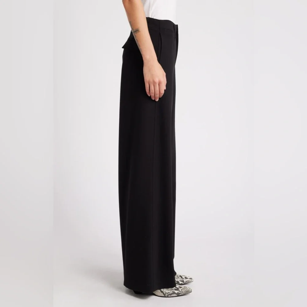 rag & bone Black Sofie High Waist Wide Leg Ponte Knit Trouser Pants 2 Two - Picture 3 of 12